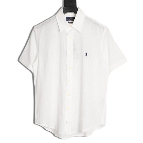 Ralph Lauren Embroidered Logo Linen Short-Sleeve Shirt,Ralph Lauren