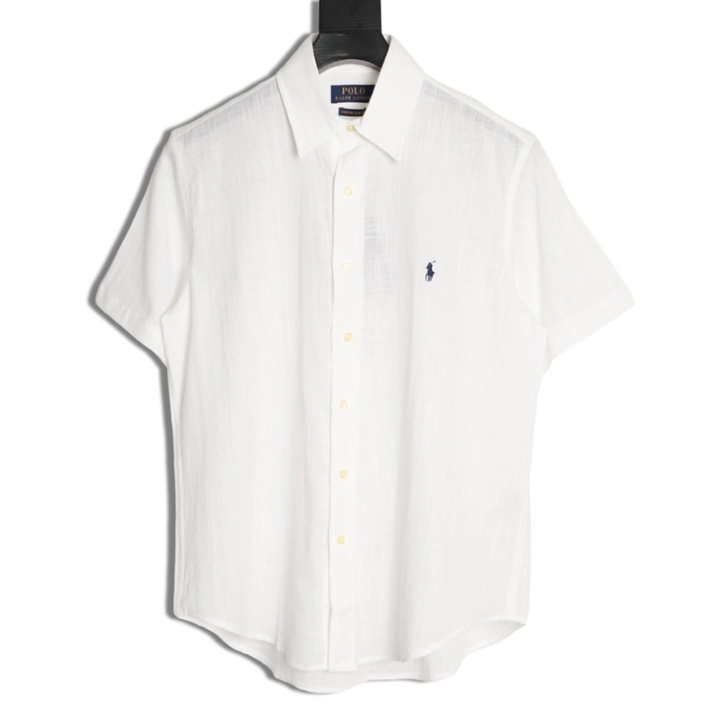Ralph Lauren Embroidered Logo Linen Short-Sleeve Shirt,Ralph Lauren