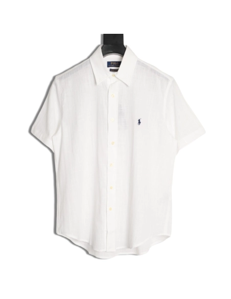 Ralph Lauren Embroidered Logo Linen Short-Sleeve Shirt,Ralph Lauren