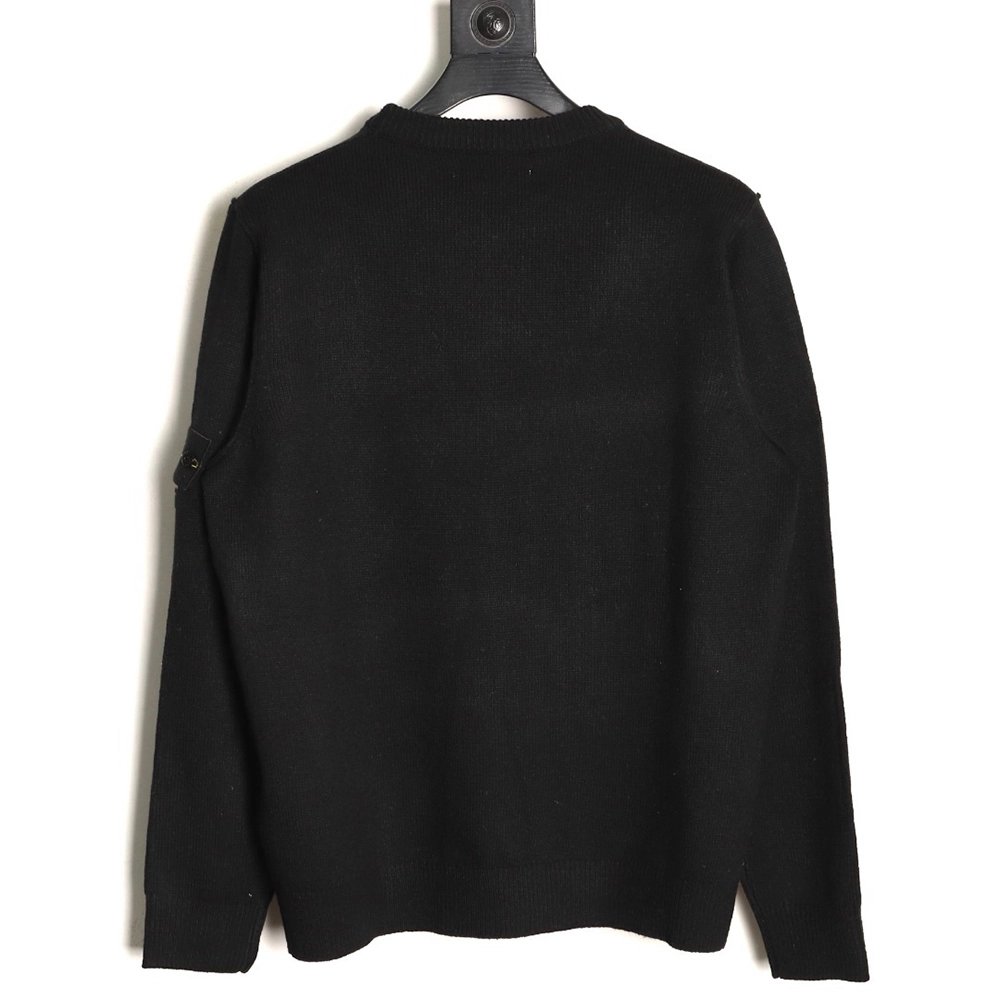 Stone Island Classic Sleeve Badge Crewneck Knit Sweater,Stone Island