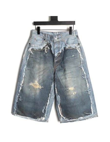 Acne Studios Trompe-l?il Print Distressed Denim Shorts,Stussy