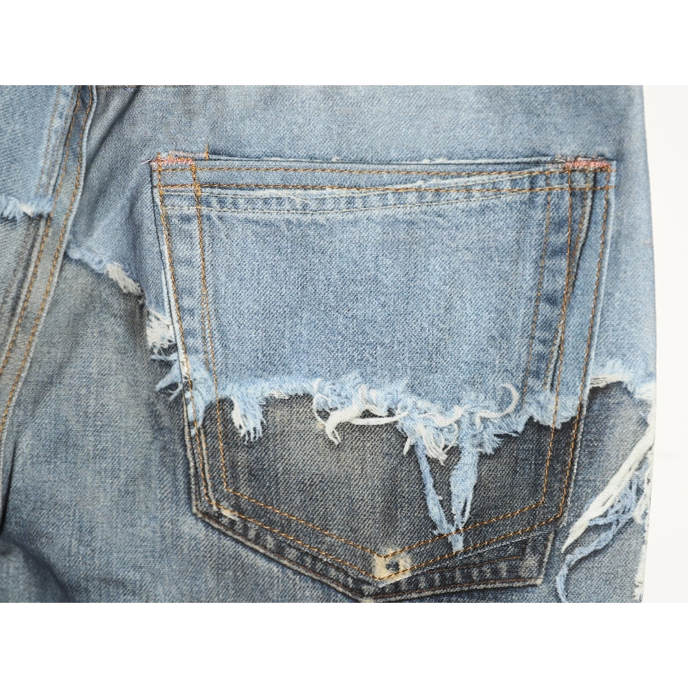 Acne Studios Trompe-l?il Print Distressed Denim Shorts,Stussy