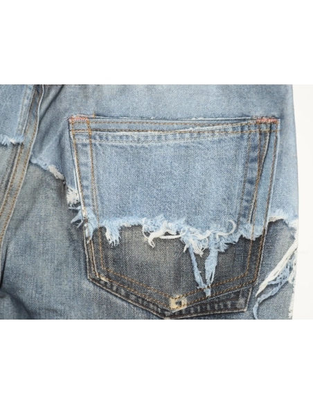 Acne Studios Trompe-l?il Print Distressed Denim Shorts,Stussy