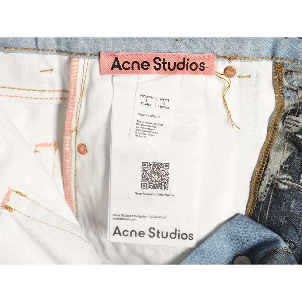 Acne Studios Trompe-l?il Print Distressed Denim Shorts,Stussy