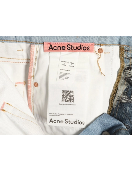 Acne Studios Trompe-l?il Print Distressed Denim Shorts,Stussy