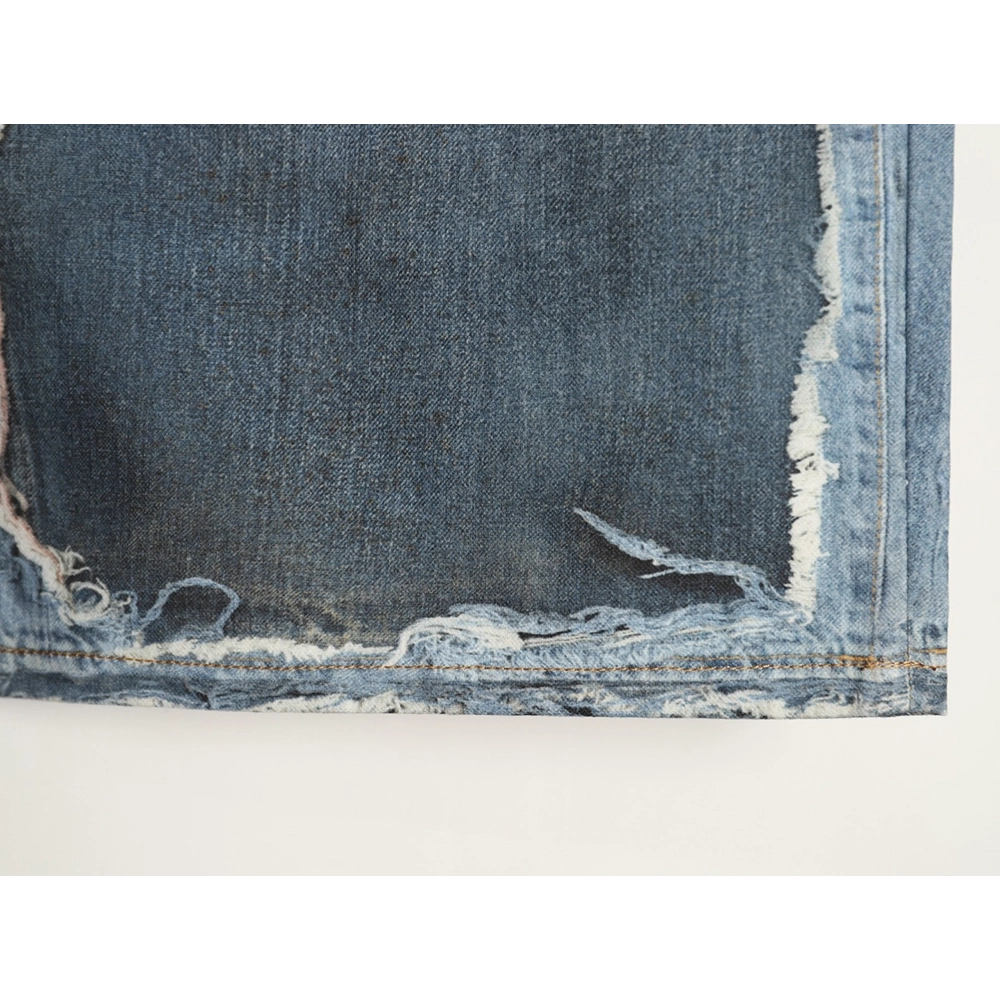 Acne Studios Trompe-l?il Print Distressed Denim Shorts,Stussy