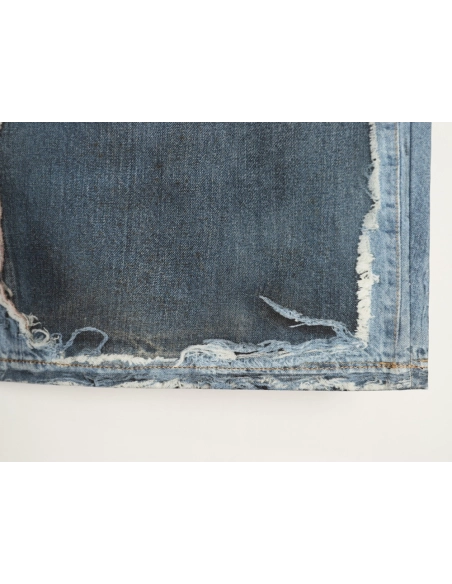 Acne Studios Trompe-l?il Print Distressed Denim Shorts,Stussy