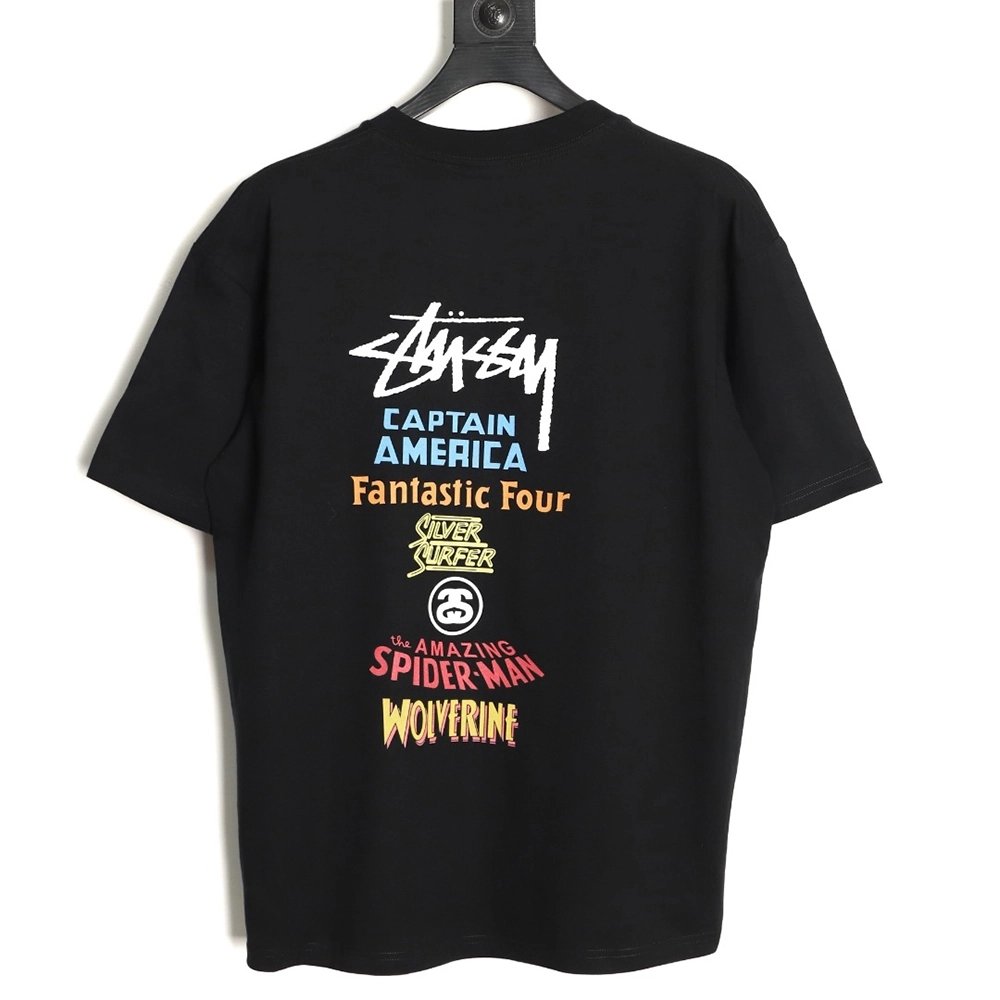 Stussy collaboration graffiti logo print crew neck short-sleeved T-shirt TSK1,Stussy