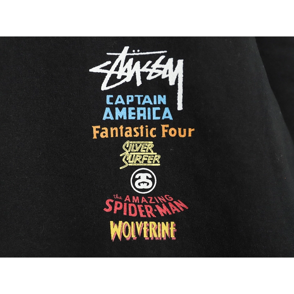 Stussy collaboration graffiti logo print crew neck short-sleeved T-shirt TSK1,Stussy