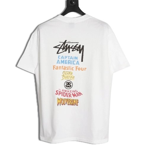 Stussy collaboration graffiti logo print crew neck short-sleeved T-shirt,Stussy