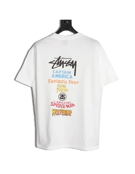 Stussy collaboration graffiti logo print crew neck short-sleeved T-shirt,Stussy