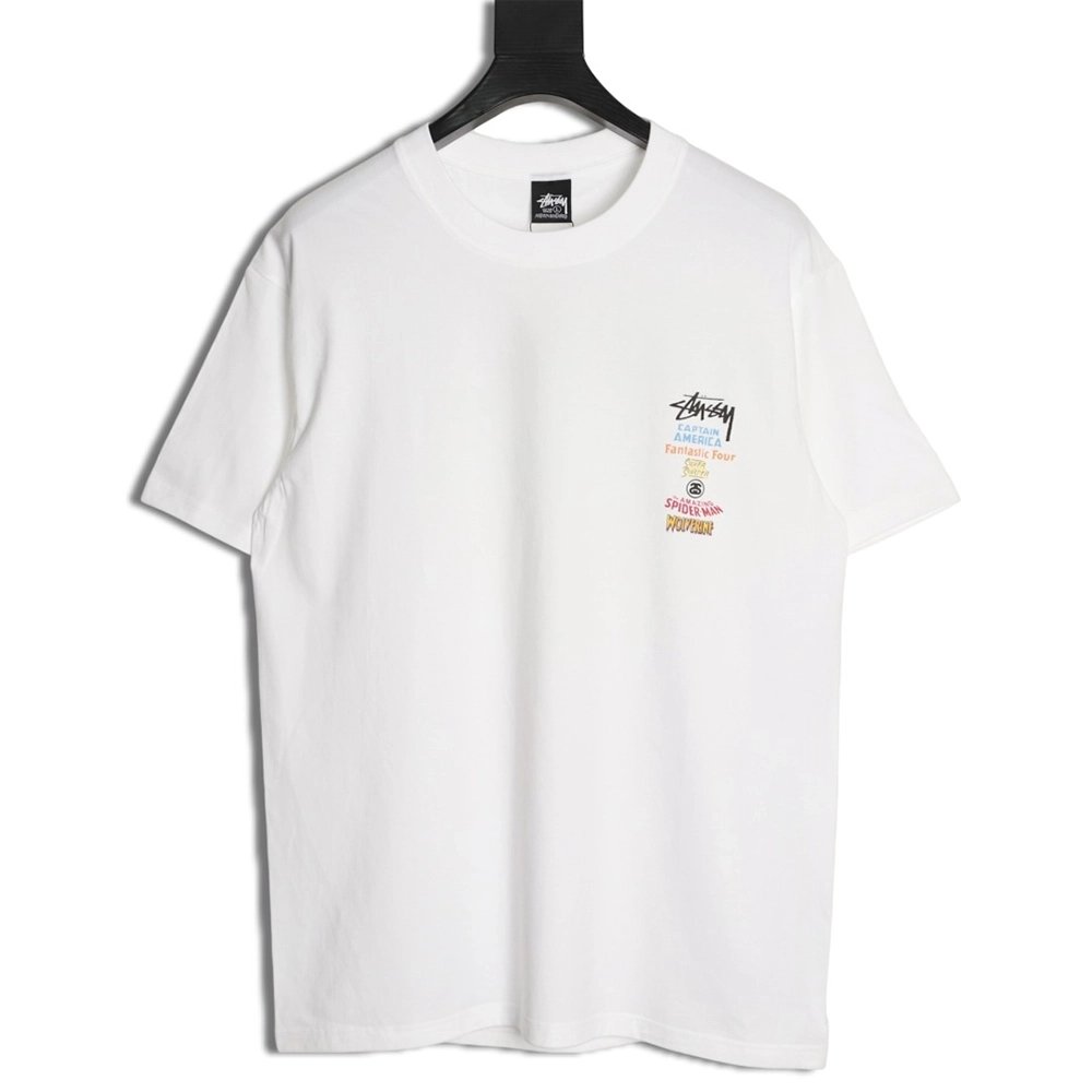 Stussy collaboration graffiti logo print crew neck short-sleeved T-shirt,Stussy