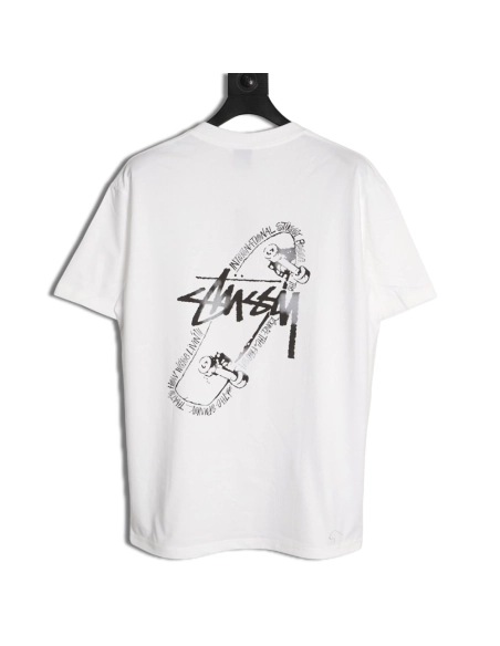 St¨¹ssy Skateboard Graphic Print Crewneck Short-Sleeve T-Shirt,Stussy