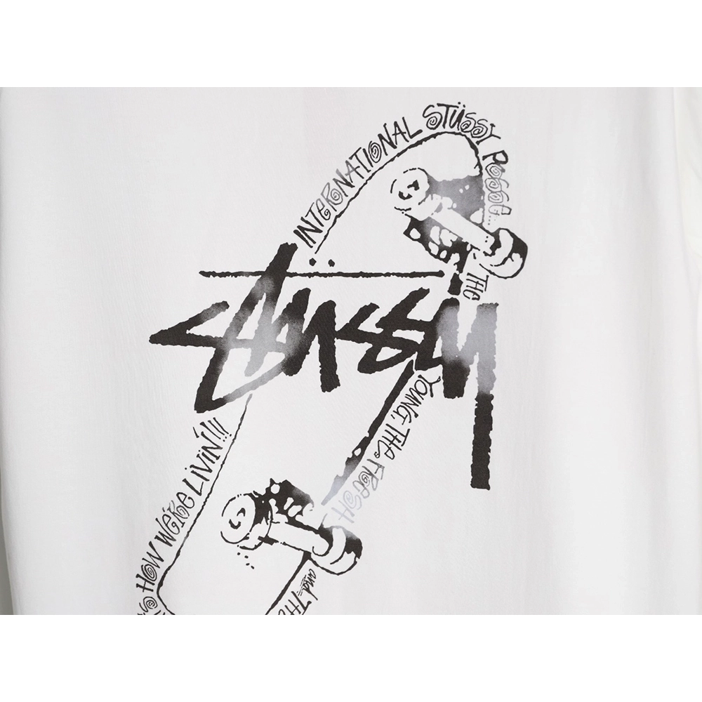 St¨¹ssy Skateboard Graphic Print Crewneck Short-Sleeve T-Shirt,Stussy