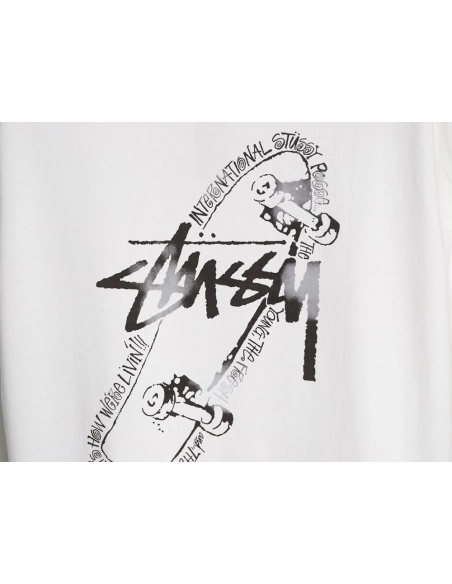 St¨¹ssy Skateboard Graphic Print Crewneck Short-Sleeve T-Shirt,Stussy