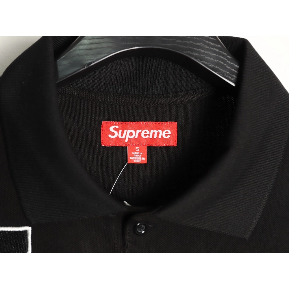 Supreme No. 7 Embroidered Cursive Pattern Short-Sleeve Polo Shirt TSK1,Supreme