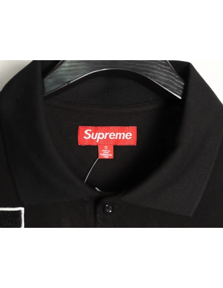 Supreme No. 7 Embroidered Cursive Pattern Short-Sleeve Polo Shirt TSK1,Supreme