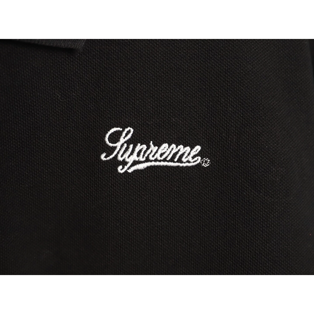 Supreme No. 7 Embroidered Cursive Pattern Short-Sleeve Polo Shirt TSK1,Supreme