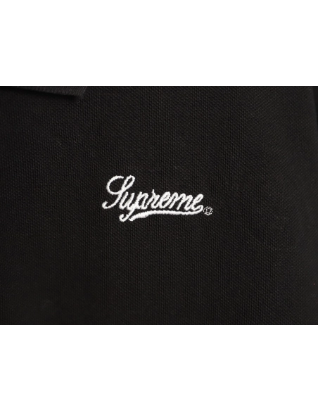 Supreme No. 7 Embroidered Cursive Pattern Short-Sleeve Polo Shirt TSK1,Supreme