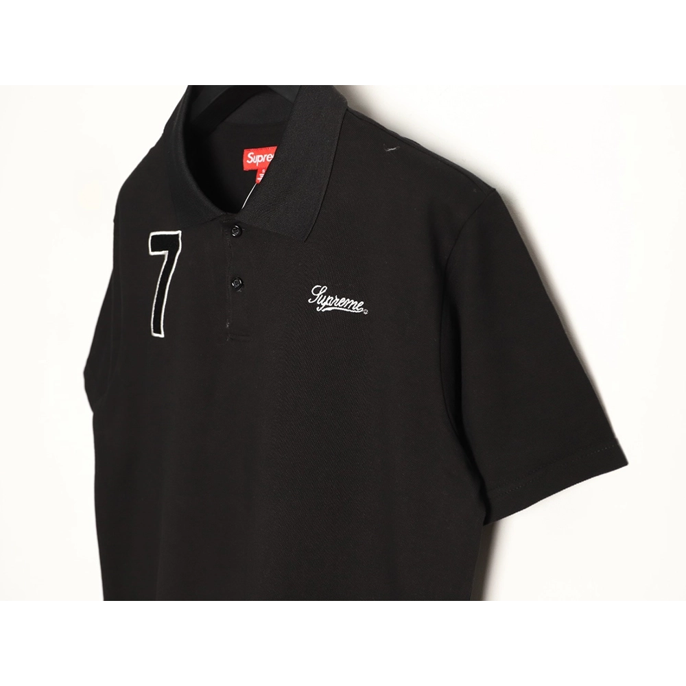 Supreme No. 7 Embroidered Cursive Pattern Short-Sleeve Polo Shirt TSK1,Supreme