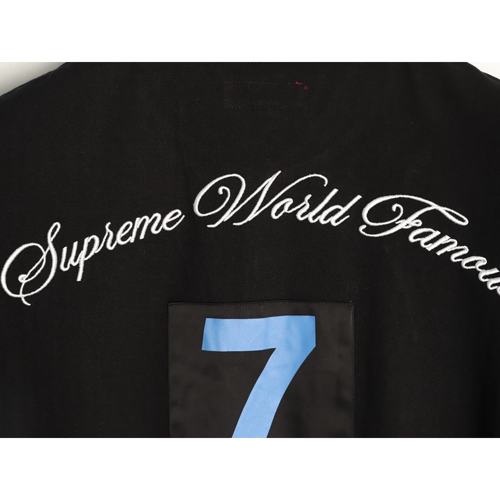 Supreme No. 7 Embroidered Cursive Pattern Short-Sleeve Polo Shirt TSK1,Supreme