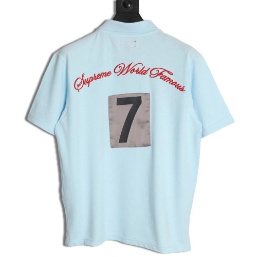 Supreme No. 7 Embroidered Cursive Pattern Short-Sleeve Polo Shirt,Supreme