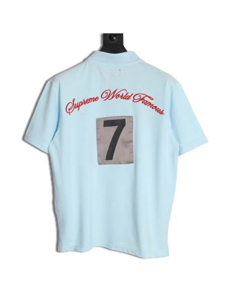 Supreme No. 7 Embroidered Cursive Pattern Short-Sleeve Polo Shirt,Supreme