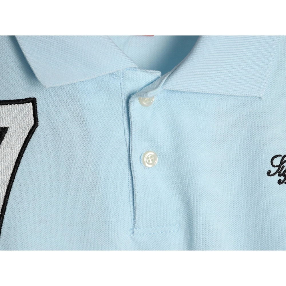 Supreme No. 7 Embroidered Cursive Pattern Short-Sleeve Polo Shirt,Supreme