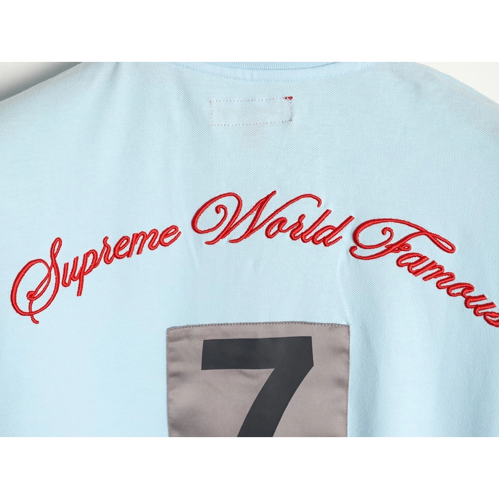 Supreme No. 7 Embroidered Cursive Pattern Short-Sleeve Polo Shirt,Supreme