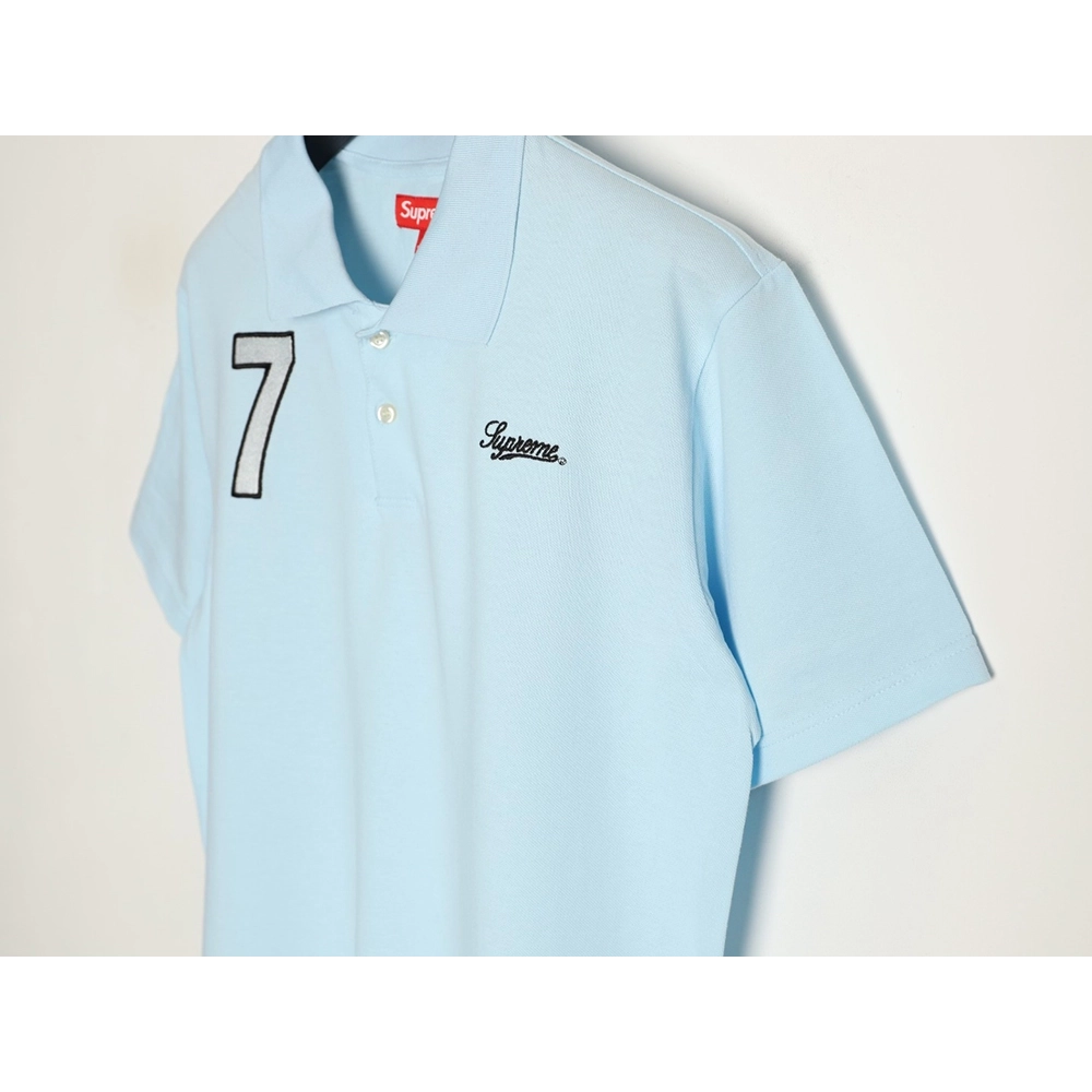 Supreme No. 7 Embroidered Cursive Pattern Short-Sleeve Polo Shirt,Supreme