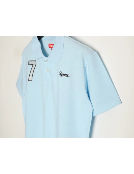 Supreme No. 7 Embroidered Cursive Pattern Short-Sleeve Polo Shirt,Supreme