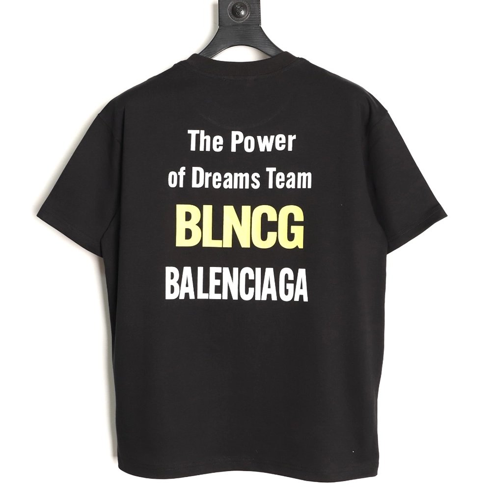 Balenciaga "Power of Dreams" Front Back Print Short-Sleeve T-Shirt TSK1,Balenciaga