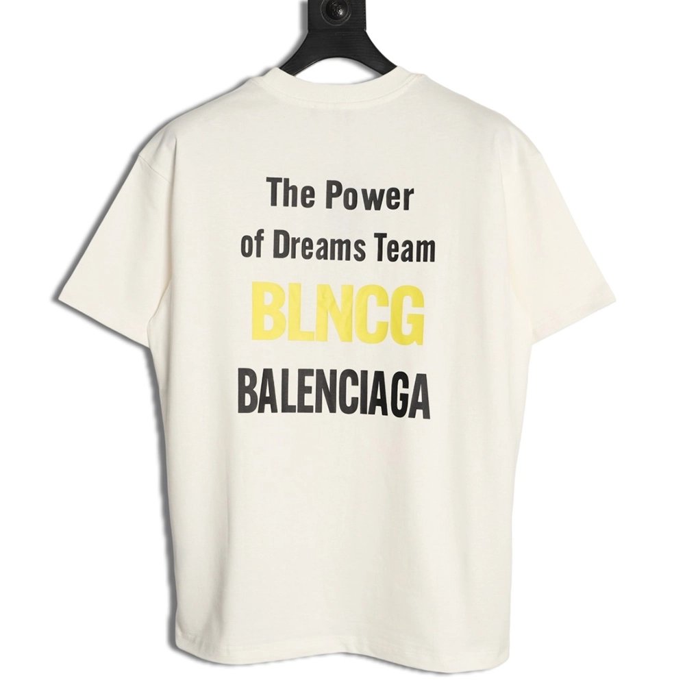 Balenciaga "Power of Dreams" Front Back Print Short-Sleeve T-Shirt,Balenciaga