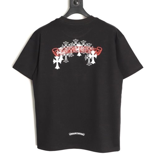 Chrome Hearts Scroll Black White Cross Short-Sleeve T-Shirt TSK1,Chrome Hearts