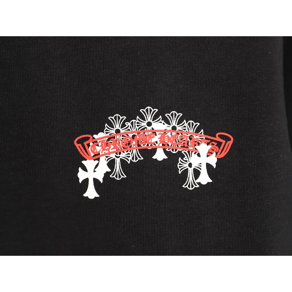 Chrome Hearts Scroll Black White Cross Short-Sleeve T-Shirt TSK1,Chrome Hearts