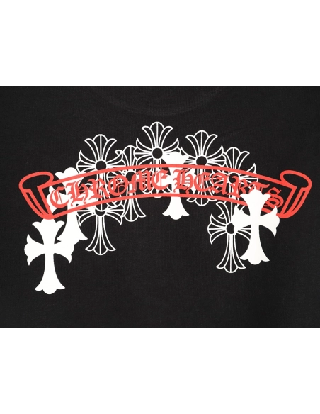 Chrome Hearts Scroll Black White Cross Short-Sleeve T-Shirt TSK1,Chrome Hearts