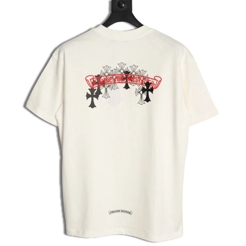 Chrome Hearts Scroll Black White Cross Short-Sleeve T-Shirt,Chrome Hearts