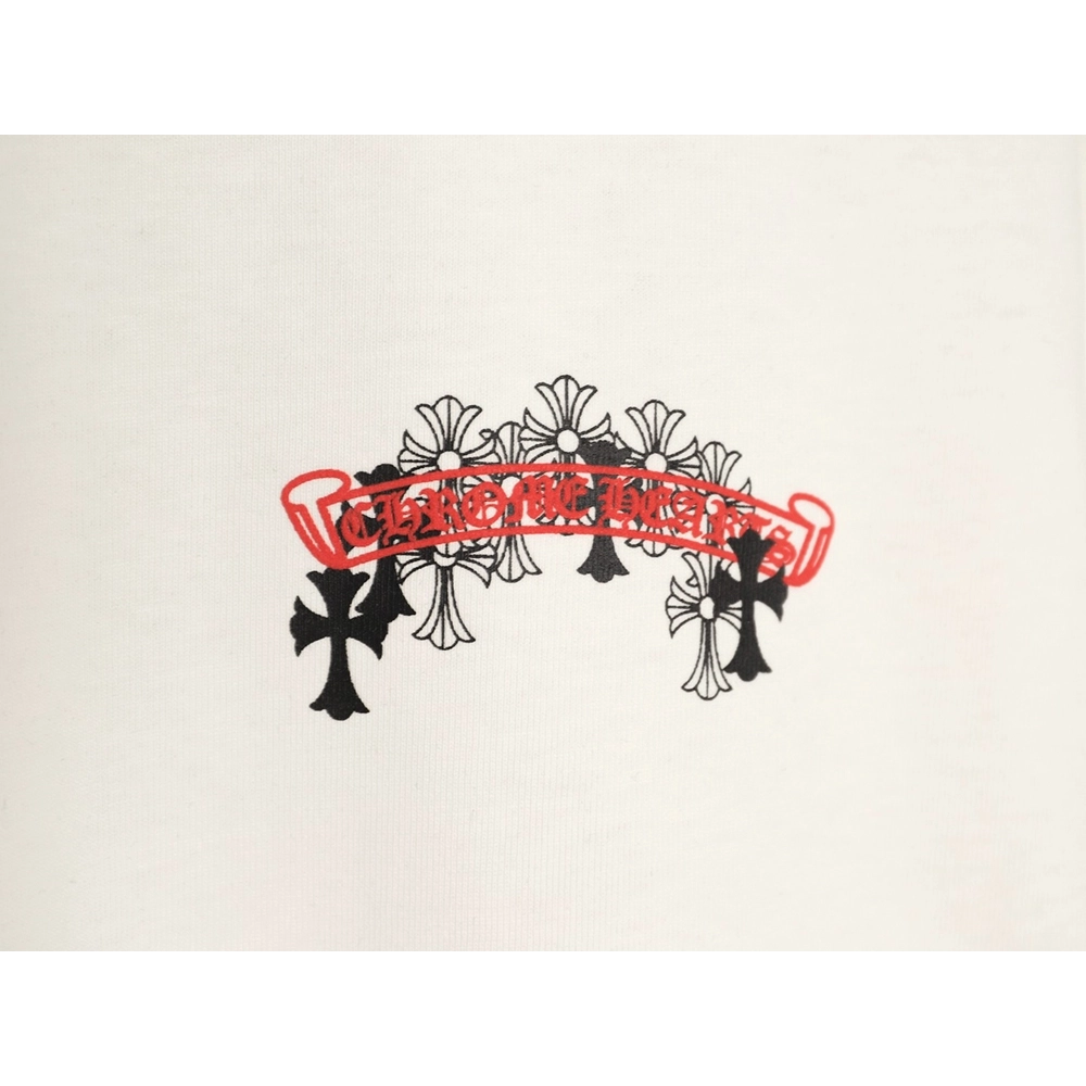 Chrome Hearts Scroll Black White Cross Short-Sleeve T-Shirt,Chrome Hearts