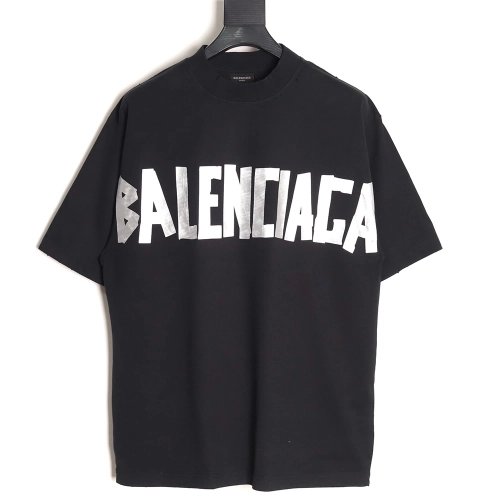 Balenciaga Silver Tape Short-Sleeve T-Shirt,Balenciaga