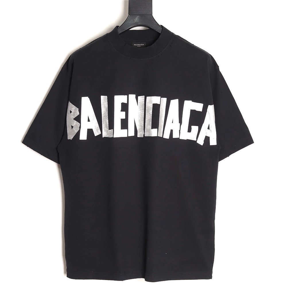 Balenciaga Silver Tape Short-Sleeve T-Shirt,Balenciaga