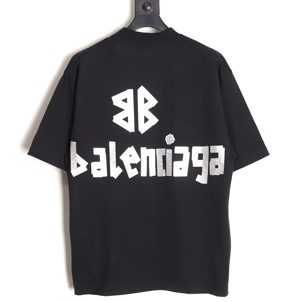 Balenciaga Silver Tape Short-Sleeve T-Shirt,Balenciaga