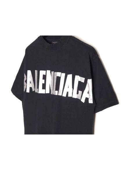Balenciaga Silver Tape Short-Sleeve T-Shirt,Balenciaga