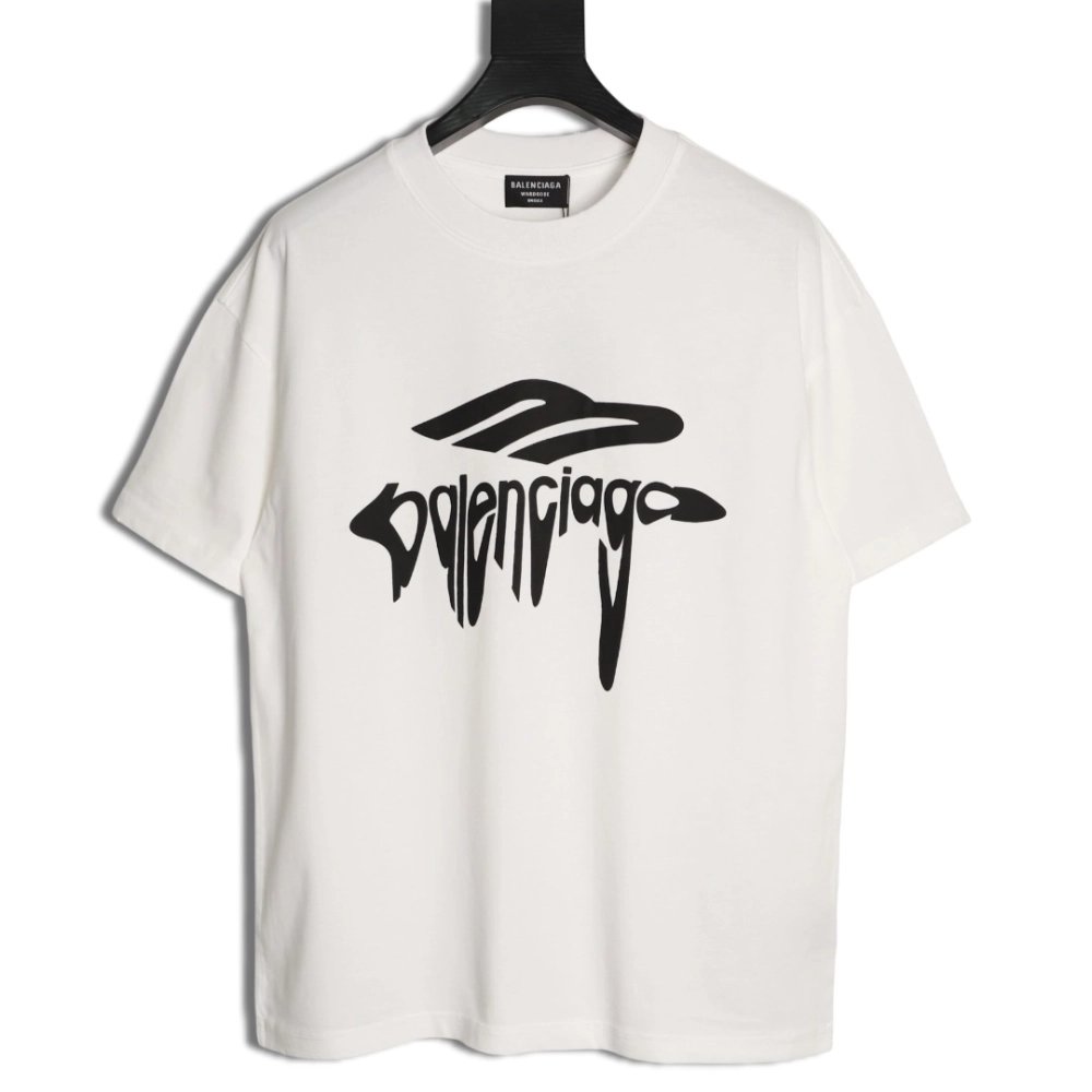 Balenciaga 3B Melting Letter Short-Sleeve T-Shirt,Balenciaga