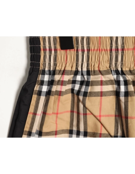 Burberry check patchwork woven check shorts TSK1,Burberry