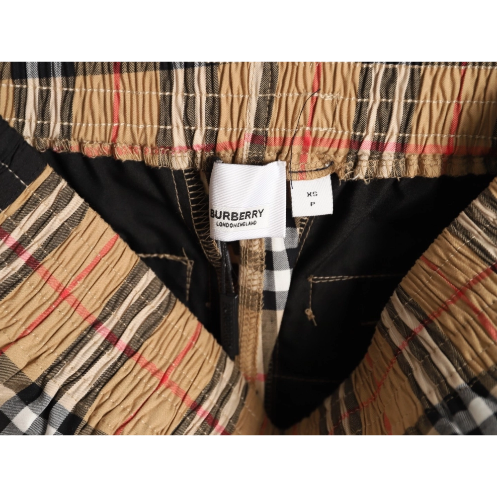 Burberry check patchwork woven check shorts TSK1,Burberry