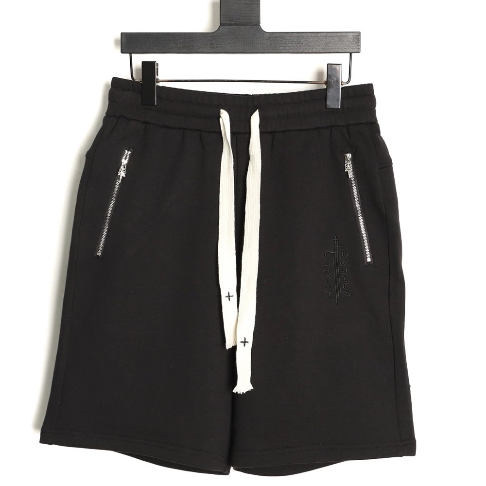 Chrome Hearts Leather-Appliqu¨¦ Cross-Embroidered Shorts TSK1,Chrome Hearts
