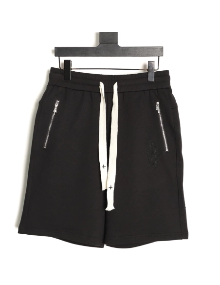 Chrome Hearts Leather-Appliqu¨¦ Cross-Embroidered Shorts TSK1,Chrome Hearts