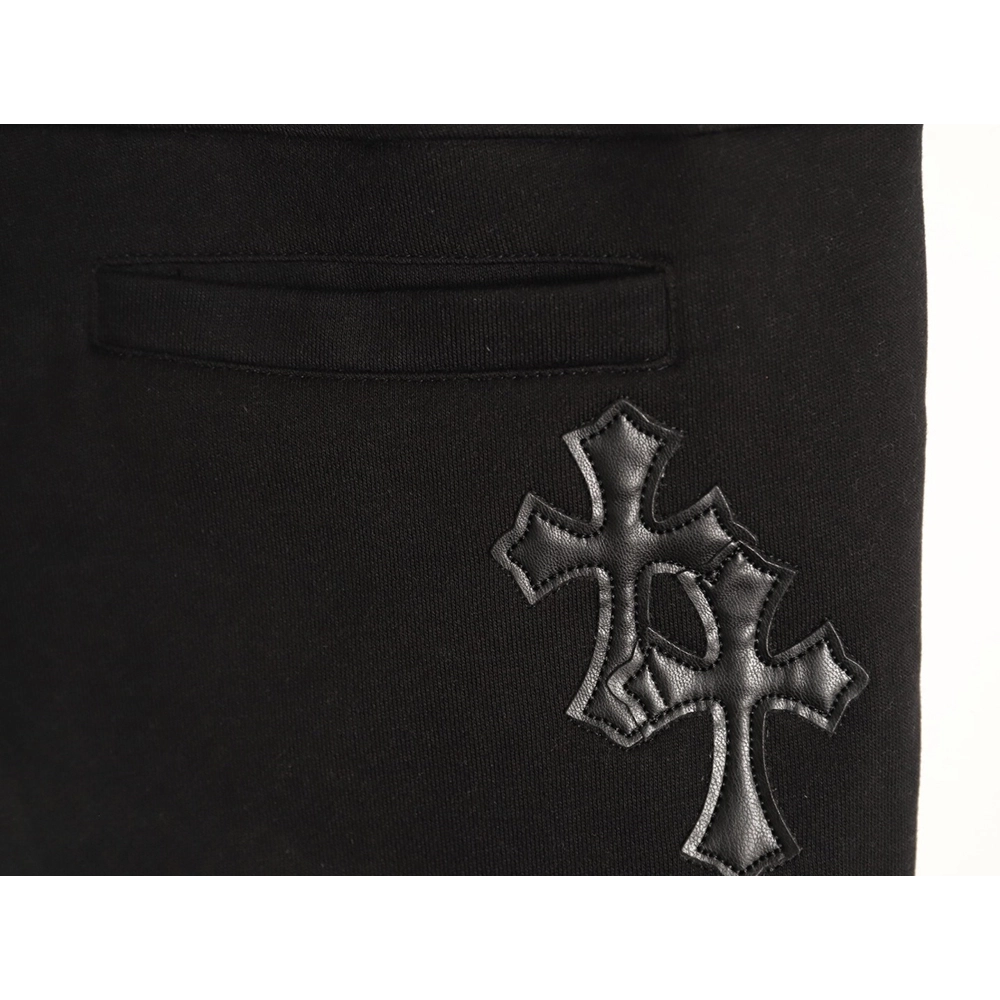 Chrome Hearts Leather-Appliqu¨¦ Cross-Embroidered Shorts TSK1,Chrome Hearts
