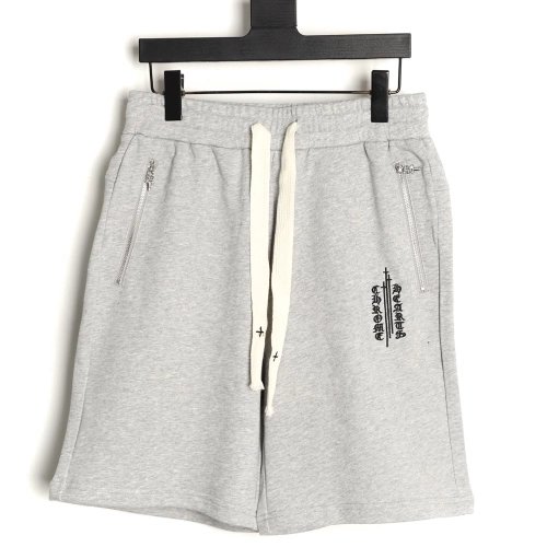Chrome Hearts Leather-Appliqu¨¦ Cross-Embroidered Shorts,Chrome Hearts