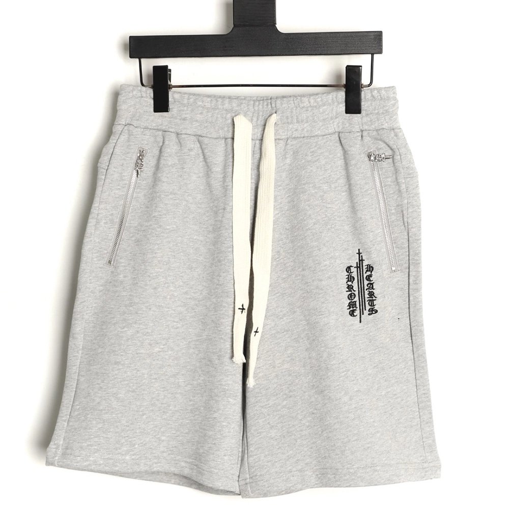 Chrome Hearts Leather-Appliqu¨¦ Cross-Embroidered Shorts,Chrome Hearts